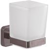Gedy Tonga Porta Spazzolini Bagno da Muro, Finitura Oro Rosa, Fissaggio con Viti o Adesivo, Portaspazzolini da Bagno in Acciaio Inox e Cromall, Contenitore in Vetro Satinato, Porta Spazzolino da Muro