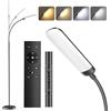 YICAIZI Lampada da Terra LED 18W 1200LM con Telecomando - 4 Tonalità di Colore & 4 Livelli Luminosità Regolabile - Piantana da Lettura per Soggiorno, Camera da Letto, Ufficio
