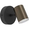 Eglo Applique Consuma 1, lampada da parete bagno con faretti orientabili, illuminazione da camera in metallo nero e bronzo, luce bagno con attacco GU10, IP44