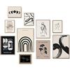 KBKBART Stampe artistiche da parete minimaliste, stile bohémien, astratto, neutro, nero, beige, da donna, motivo floreale, decorazione eclettica per la casa per la stanza