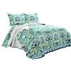 Lush Decor Clara - Set di biancheria da letto reversibile, 3 pezzi, colore: blu e verde