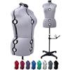 BHD BEAUTY Manichino femminile regolabile in tessuto a 13 quadranti, forma di vestito per cucito, manichino corpo torso con treppiede, altezza spalla fino a 177,8 cm, grigio, M