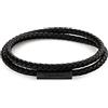 Calvin Klein Braccialetto da Uomo Collezione LATCH con Pelle Intrecciata Nera a Doppio Giro - 35000209