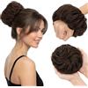 MY-LADY Chignon Finto per Capelli Veri- Cerchio Elastico Dritto Marrone Scuro - Facile Updo Naturale per Donne Ragazze Per Eventi e Spettacoli 45g Riccio
