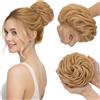 MY-LADY Chignon Finto per Capelli Veri- Cerchio Elastico Dritto Biondo Scuro - Facile Updo Naturale per Donne Ragazze Per Eventi e Spettacoli 45g Riccio