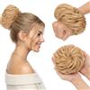 MY-LADY Chignon Finto per Capelli Veri- Cerchio Elastico Dritto Marrone Dorato&Biondo - Facile Updo Naturale per Donne Ragazze Per Eventi e Spettacoli 45g Riccio