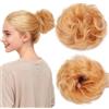 MY-LADY Chignon Finto per Capelli Veri- Cerchio Elastico Dritto Biondo Scuro - Facile Updo Naturale per Donne Ragazze 25g Riccio