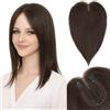 S-noilite Topper Capelli Umani per Donne, 35g Capelli Veri Frangetta Laterale, 30CM Frangia a S Fermaglio per Capello, Capello Umani Toppers con 9x12CM Base in Pizzo per Diradati, Brun Moka #2R