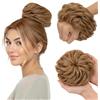 MY-LADY Chignon Finto per Capelli Veri- Cerchio Elastico Dritto Marrone Chiaro - Facile Updo Naturale per Donne Ragazze Per Eventi e Spettacoli 45g Riccio
