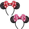 DRESHOW 2 Pezzi Cerchietto con Orecchie da Topo Fasce Orecchie da Topo Cerchietti Carnevale per Donna per Capelli Belle Orecchie da Topo Copricapo Decorazioni