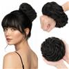 MY-LADY Chignon Finto per Capelli Veri- Cerchio Elastico Dritto Nero - Facile Updo Naturale per Donne Ragazze Per Eventi e Spettacoli 45g Riccio