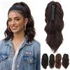 Elailite Extension Coda Capelli Ricci Mossi Coda Finta di Cavallo con Pinza Clip Ponytail 30cm + Rosso Bruno
