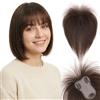 S-noilite Topper Capelli Umani per Donne, 20g Capelli Veri con Frangia, 25CM Frangia Fermaglio per Capello, Brun Moka Umani Toppers con 8x11CM Base in Pizzo, Topper Capello Veri per Diradati, #2R