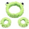 corgi butt Fascia per il viso con asciugamani da polso, in morbido pile corallo, fascia per trucco spa, design elastico per la cura della pelle, con orecchie d'orso (set di fascia per capelli con rana verde