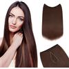 Silk-co Extension con Filo Invisibile Capelli Lisci Wire in Hair Extension One Piece Extension Filo Trasparente Fascia Unica 50cm Castano Cioccolato