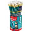 Maped - Grafiti HB Dragon - Matite per carta con punta in gomma - Forma triangolare ergonomica - Vaso da 72