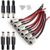 RUNCCI-YUN 6 set 5.5mmx2.1mm connettori dc a pannello，connettore presa jack alimentazione，jack 2.1 5.5， per CCTV Security Camera DVR（Con linea）