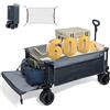 TIMBER RIDGE Carrello pieghevole 600L Extra Lungo con Portellone Posteriore Freno Carrello da Spiaggia con Tasca Laterale Portabicchieri Maniglia regolabile, carrello da giardino Carrello da trasporto