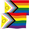 Hillylolly Bandiera Lgbt Hillylolly 2 pezzi bandiere Pride, bandiera gay Pride, bandiera arcobaleno progress, 90 x 150 cm, bandiera gay Pride con 2 occhielli in ottone per Pride Week, decorazione della stanza