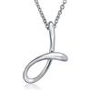 Bling Jewelry Lettera J Alfabeto Corsivo Script Iniziale Collana Per Le Donne .925 Argento Sterling 18 Pollici
