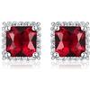 Diamond Treats Orecchini Donna in Argento Sterling 925, Orecchini Quadrati con Pietre Zirconi Rosso Rubino, Orecchini Rossi Donna in Argento 925 con una Confezione Regalo