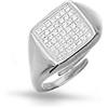 Donipreziosi Anello Chevalier da Mignolo in Argento 925% Regolabile Quadrato Zirconato - Anello con Zirconi Donna e Ragazza (Argento)