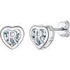 Supcare Cuore Orecchini Donna Argento 925, R Lettera Inizaile Orecchini Piccoli Donna, Tennis Orecchini Brillantini con Zirconi, Idee Regalo per Mamma Bambina