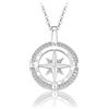 ROUGEMONT Collana con bussola moissanite, collana con ciondolo con certificato di autenticità, collana con diamanti Right-Way, in argento sterling 925, da donna, regalo di tendenza, 2, Argento sterling,