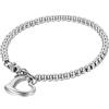 Oidea - Bracciale elegante da donna, in acciaio inox, con perle e ciondolo a forma di cuore, colore: argento, ideale come regalo per la festa della mamma