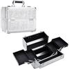 Joligrace Valigetta Trucchi Professionale Beauty Case Valigia Porta Trucchi Valigetta per Cosmetici Cofanetto da Viaggio Porta Trucchi, 4 Vassoi, Bloccabile, Argento