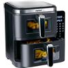 alpina Double Airfryer XXL - Friggitrice ad aria calda 11L - Air Fryer con 2 camere - Duo forno per 8 persone - Display pieghevole - Funzione timer fino a 60 minuti - Temperatura 60-200°C - Nero