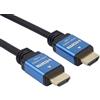 PremiumCord Cavo HDMI 2.0b 4K HDMI 4K @ 60Hz 2160p , 3D, ARC, HDCP, connettori in metallo dorati, nero e blu, lunghezza 2 m