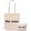La Ruotante Set borsa tote shopper e pochette con frasi sarcastiche idea regalo (ansia)