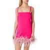 Pinko Trebbiano Abito Crepe Stretch con Piume, Vestito da Festa Donna, N17_Pink Pinko, 50