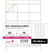 Netuno 25 fogli A4 Etichette Autoadesive 7 x 5,08 cm (15 pezzi per foglio) etichette carta bianca per imballaggi ufficio pacchi corrieri logistica archiviazione documenti stampabili scrivibili
