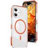 QIWEIQING Custodia Trasparente per iPhone 12, [Compatibile con MagSafe] Magnetica Sottile Anticaduta Anti-ingiallimento Protezione Militare Cover per iPhone 12 Pro/iPhone 12 6.1. Arancione CT