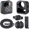 HSU Custodia in silicone per Go Pro Max2, pellicola protettiva per display, copertura laterale della batteria, copriobiettivo in silicone, set di accessori per Max 2