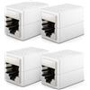 deleyCON Prolunga Cavo LAN RJ45, 10 Gbit/s, Connettore per Cat8/Cat7/Cat6/Cat5, Cavo Ethernet, Adattatore di Rete 10 Gigabit PoE - 4 Unità - Bianco