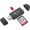 generico Lettore Sd Card Usb 3.0 [Supporto Otg] Adattatore Micro Sd e Lettore Schede Sd Compatibile con Windows/Android Card Reader per Trasferimenti Pratici e Veloci