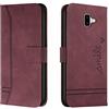Bravoday Cover per Galaxy J6 Plus / J6+ / J610, Flip Custodia in Pelle PU Portafoglio Custodia per Galaxy J6 Plus / J6+ / J610, con Slot per Schede, Vino Rosso