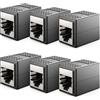 deleyCON Prolunga Cavo LAN RJ45, 10 Gbit/s, Connettore per Cat8/Cat7/Cat6/Cat5, Cavo Ethernet, Adattatore di Rete 10 Gigabit PoE - 6 Unità - Nero