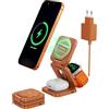 KU XIU X55 Turbo Qi2.2 25W Caricatore Wireless per Magsafe, Pieghevole Stazione di Ricarica 3 in 1, Magnetico Wireless Charger Base per iPhone 17-12 & Watch & AirPods, Adattatore incluso, Arancio