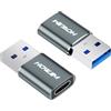 HOWJIM Adattatore da USB a USB C 2 pezzi,OTG Adattatore da Type C Femmina a USB 3.0 Maschio,Ricarica Rapida PD27W/66W Trasferimento Dati 5Gbps per M-acBook Phone 17/16/15 Pad G-alaxy X-peria Grigio