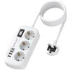 Meta-Ant Reiseadapter UK Adapter England Deutschland Stecker 7 in1 Steckdosenadapter England mit 3AC 2 USB C und 2 USB A Reiseadapter Typ G 1m Kabel für London Malta, Irlanda Dubai, Adapter UK auf EU