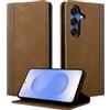 CASAFUNY Custodia per Samsung Galaxy S25 / S24 5G Cover a Libro Portafoglio in Pelle PU Protettiva per Samsung S25 5G, Flip Caso Custodia per Samsung Galaxy S25 5G, Marrone