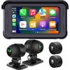 YDI Dash Cam Impermeabile per Moto, con Wireless CarPlay e Android Auto, Schermo Tattile IPS da 5'', Telecamera Anteriore e Posteriore HD 1080P, TPMS, Bluetooth, Wi-Fi, GPS, Fino a 256 GB