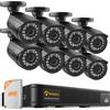 Anlapus 1080P CCTV Kit Sistema di Videosorveglianza 8CH H.265+ Videoregistratore DVR con 8 Videocamere di Sicurezza Esterno, 2TB Disco Rigido, Visione Notturna, Allarme di Movimento