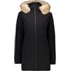 Cmp Parka Softshell Imbottito con Cappuccio Eco Fur, Giacca Donna, Nero, 52, Nero