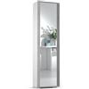 DEODATO Armadio multiservizio 50x182x31 cm bianco con anta specchiata e cornice cemento