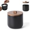 Kook Time Porta Sale da Cucina CURVE - Barattolo in Ceramica Ermetico con Coperchio in Legno di Acacia. Contenitore Multiuso per Sale, Zucchero o Spezie. Design Moderno. 11.5 x 12 cm. - Nero opaco